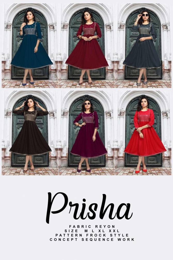 Beauty Queen Prisha Fancy Designer Ethnic Wear Rayon Anarkali Kurti Collection